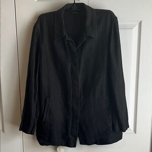 MaxMara Weekend Italian 100% FlaxLinen Black Button-down Shacket Sz 10